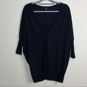 Eileen Fisher black button down dolman oversized Merino wool cardigan top XS